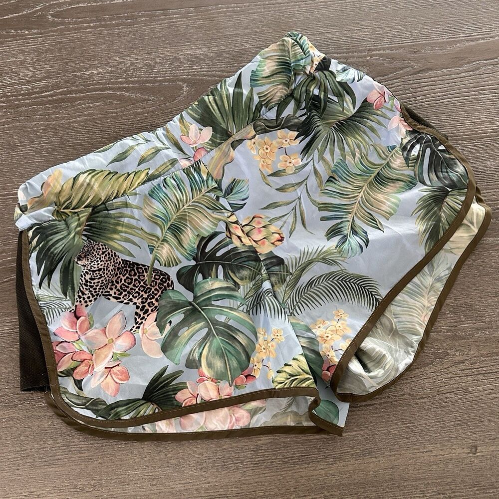 FARM Rio Women's Size P Petite Tropical Leopard Lined Athletic Shorts